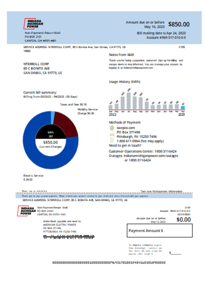 Indiana electricity utility business bill, SCR PSD template